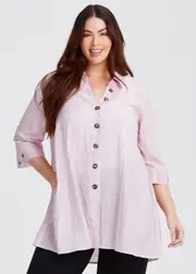 [TS] Taking Shape Sparkle Crinkle Swing Shirt Size 16 in Rose Shadow, Viscose - Plus Size Women's Clothing Rose Shadow