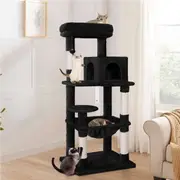 BEASTIE Cat Tree Scratching Post Scratcher Tower Condo House Furniture Wood 143 Black