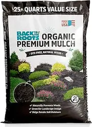 Back to the Roots 20lbs Organic Premium Mulch Natural Hardwood Brown: Weed Control, Moisture Retention