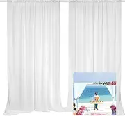 Emart White Backdrop Curtains, 10 X 10ft Tulle Chiffon Fabric Drape for Parties Wedding Stage Decoration, Soft Smooth Background Cloth for Baby Shower Photography Birthday Photo Photoshoot