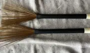 Retractable Wire Drum Brushes Sticks Black Rubber Handle