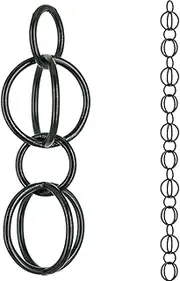 DFTDFYXYRain Chain Outdoor Rain Chains Aluminum Rain Chain Mill Finish Aluminum Gutter Adapter Downspout Catcher Water Feature Or Downpipe for Eaves Drainage,Outdoor Decor,Black,3.6m(11.8ft)
