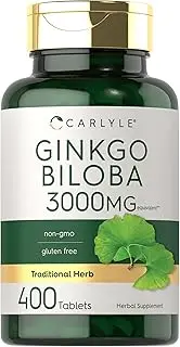 Ginkgo Biloba 3000mg | 400 Tablets | Vegetarian Supplement | Non-GMO, Gluten Fee | by Carlyle