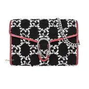 New Authentic Gucci Dionysus GG Tweed & Leather Wallet On Chain