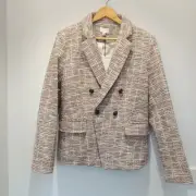 BNWT Witchery Jersey Boucle Tweed Blazer Pink Tonal Size 14 Sophisticated Double