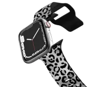 Apple Watch Series 4-6, SE (44mm) Impact Band Abstract black white silver gradient cheetah animal print