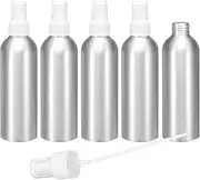 uxcell 5pcs Aluminum Fine Mist Spray Bottles 200ml/6.7oz Metal Small Liquid Alcohol Refillable Travel Container with White Plastic Nozzle Cap for Perfume Skincare Cosmetic Storage Bottle