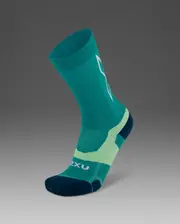 Vectr Light Cushion Crew Socks, 2XU, M, Slate Green/Digital Mint, Unisex