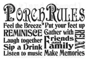 STENCIL**PORCH RULES*Large 16x24 for Signs Patio Outdoor Wecome Diy Crafts Wood