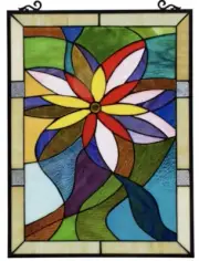 Tiffany Style stained glass floral window panel suncatcher