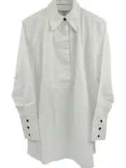 One Teaspoon Womens White Tuxedo Shirt Dress Pleated Long Sleeve Size XS $149