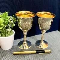 在飛比找蝦皮購物優惠-早期 亮銀酒杯 2個一組 猶太教酒杯 猶太教禮杯 葡萄酒杯 