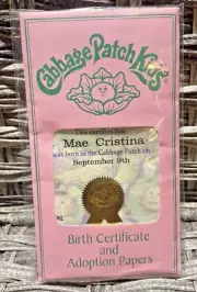 Cabbage Patch Kids Birth Certificate and Adoption Paper Mae Cristina Sept 9th