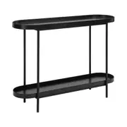 Design Square Myla Wooden Modern 2-Tier Hallway Console Hall Table Metal Tube Black