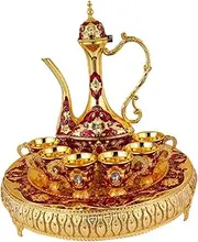STARTIST Turkish Tea Set Luxury Teapot Set Party Supplies Drinkware Vintage Coffee Pot Set Including Tray and Cups for Bar Tea Table