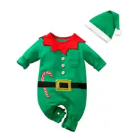 在飛比找momo購物網優惠-【JoyNa】耶誕童裝 聖誕老人連身衣 純棉長袖包屁衣(聖誕