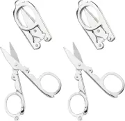 Folding Scissors Small 4 Pcs - Fold up Travel Scissors with Stainless Steel - Po