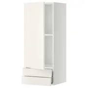 METOD / MAXIMERA wall cabinet with door/2 drawers, white/Veddinge white, 40x37x100 cm