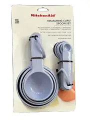 Kitchen Aid Measuring Cups Spoons Teaspoon Set Lavender Cream 9 Piece Combo New