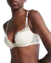 Calvin Klein Women's Sz 34C Bridal Lightly Lined Plunge Underwire Bra QF7751