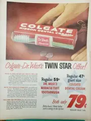 Colgate Dr West Toothbrush Print Ad Ephemera Art Decor