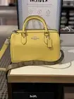 Coach Rowan Satchel Leather Bag With Signature Canvas Strap NWT Retro Yellow