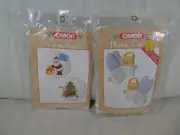 Vintage NEW Caron Plastic Canvas Angels Kit & Santa Cross Stitch Kit ﻿B1