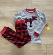 Eddie Bauer Kids 6 Christmas Pajamas Moose Red Checkered Long Sleeve Pants SET