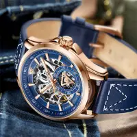 在飛比找蝦皮購物優惠-馬克華菲品牌手錶時尚工藝雙面鏤空透底男機械錶6220