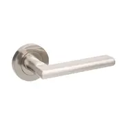 Zanda Epic Door Lever Handle on Round Rose Brushed Nickel/Chrome Plate
