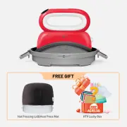 【Special Deals】HTVRONT Hat Heat Press Machine With Lucky box For Free,for trucker hat&cap, Resberry Red