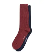 Calvin Klein Combed Cotton Blend Waffle Knit Crew Socks, Pack of 2