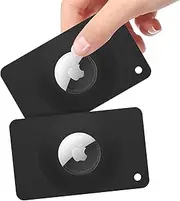 COOLQO AirTag Holder Wallet Card for Apple Airtag, Slim AirTag Card Case for Apple tag, Ultra Thin AirTag Wallet Cover for Purse, Handbag, Backpack, Clutch, Air Tag Case Accessories (2-Black)