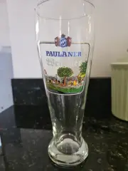 Prestine Unused Tall Rare Paulaner Weikbier .5L Lager Beer Glass Bar Drinkware