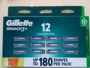 Gillette Mach 3+ Value Pack 12 Cartridges. Up To 180 Shaves. New Batch