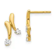 Solid 14k Yellow Gold Simulated CZ Earrings