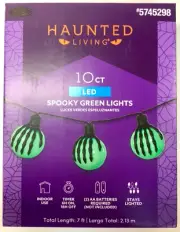 Haunted Living 7 ft LED 10 Spooky Skeleton Hand Green Light String Battery Timer
