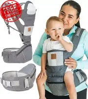 Baby Carrier with Hip Seat- 6 in 1 Baby Carrier with Seat and Head Support Newbo