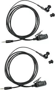 HEOPBIRD 1 Pin in Ear Earpiece Headset for Cobra Talkabout Walkie Talkie Two Way Radio，4.9 ft Long Cable,M Ear Tips,Black,2 Pack