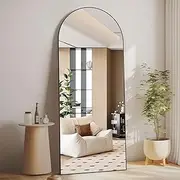 [CASSILANDO] Arched Full Length Mirror 165 * 60cm, Floor Big Standing Mirror, Against Wall for Bedroom,Dressing and Wall-Mounted Thin Frame Mirror, Black