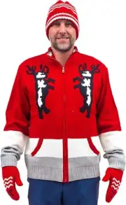 Adult Unisex Santa Clause Movie Halloween Costume Set (Sweater, Hat, Mittens)