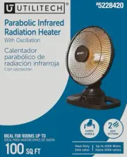 Utilitech Up to 1000-Watt Infrared Parabolic Dish Indoor Electric Space Heater w