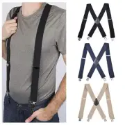 Mens Braces Suspenders Y Shape Adjustable Elastic Clips-on Button Holes