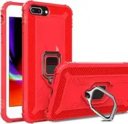 Cavor for iPhone 8 Plus Case,iPhone 7 Plus Case,360°Rotation Ring Holder Kickstand [Work with Magnetic Car Mount] Shockproof Scratch-Resistant Protective Cover (5.5")-Red