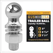 GusHill USA GH40090 Chrome Trailer Hitch Ball, 10,000 lbs, 2-Inch Diameter, 1-1/4" x 2-5/8"-Inch Shank
