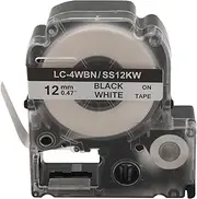 Bainiao 5 Pack Replace -4WBN LC-4WBN9(SS12KW) Tapes for LabelWorks LW300 LW400 LW500 LW700 Black On White 1/2 Inch X 26.2 Feet(12Mm X 8M)