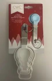 CWC Cook with Color White 8 Piece Measuring Cup & Spoon Set – Snowman Xmas New