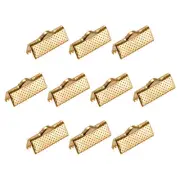 180Pcs Ribbon Crimp Clamp Ends 22mm Cord End Clasp for DIY Craft Light Golden