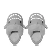 Shark Slippers with Detachable Fleece - Light grey