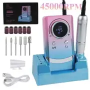45000RPM Professional Electric Nail Drill Machine Rechargeable Cordless Portable